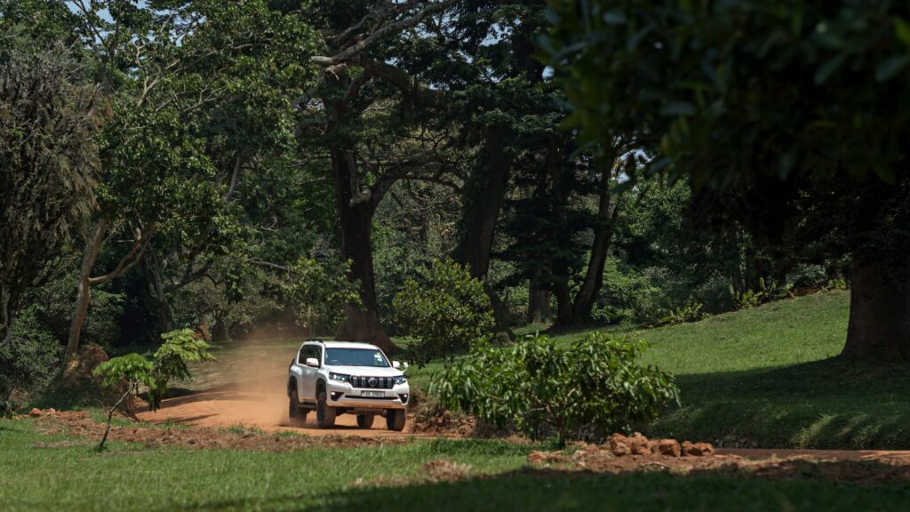 Land Cruiser on a forest road in Uganda